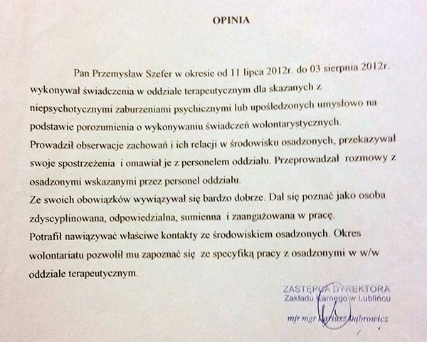 Certyfikat Przemysław Szefer