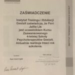 Julita Lis -certyfikat 3