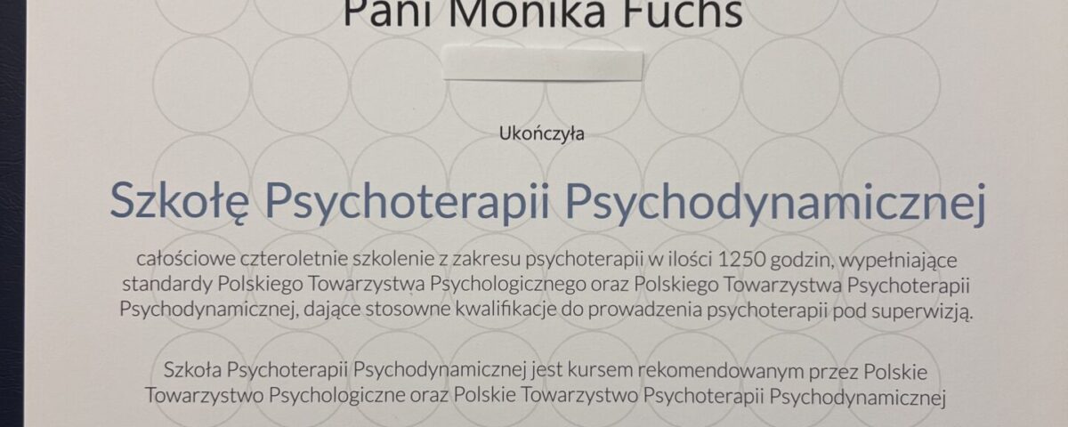 Monika Fuchs certyfikat